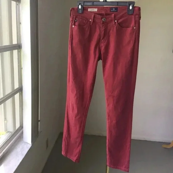 AG Adriano Goldschmeid The Prima Mid Rise Cigarette jeans red Size 26 - Picture 3 of 10